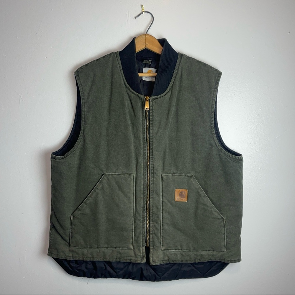 Vintage Carhartt V02 MOS Quilted Vest Duck Canvas Mens Size 2XL USA Quilt Lined